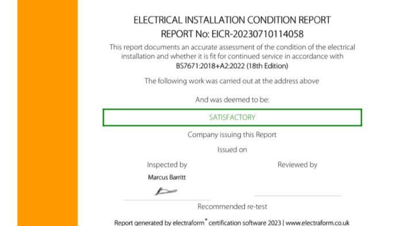 EICR (Electrical Installation Condition Reports)